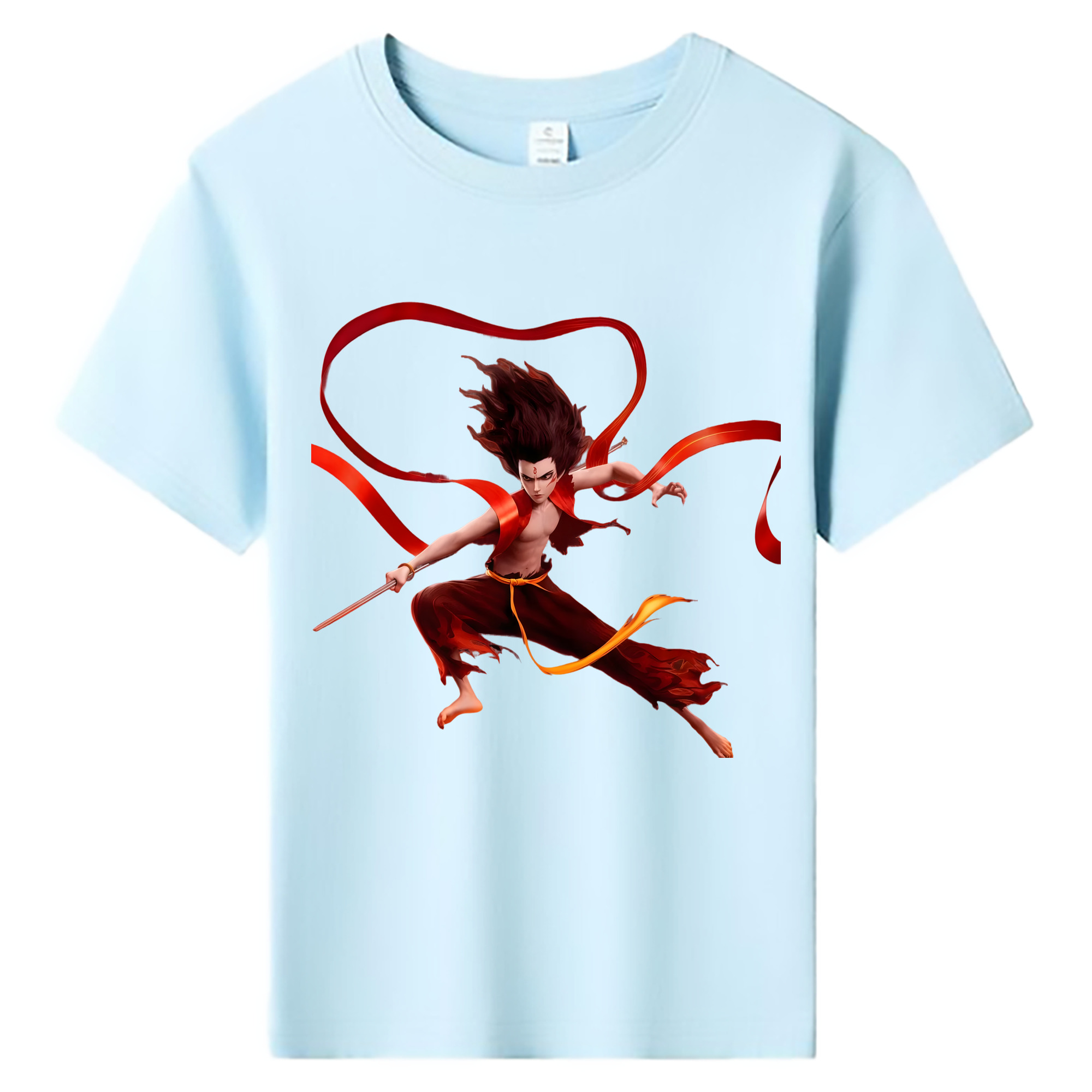 （画像用） Ne Zha 2 ナタ 魔童の大暴れ 綿100％キッズTシャツ（フロントプリント）